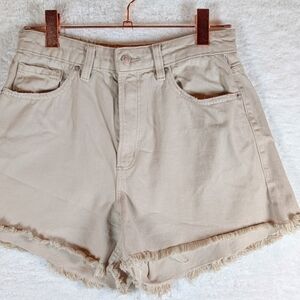 53-Dynamite‎ Beige Frayed Jean Shorts